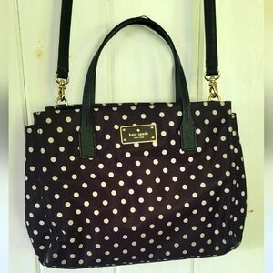 Kate Spade Loden Black Black White PolkaDot Detachable Strap Crossbody Bag